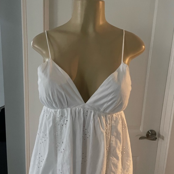 ZARA OPENWORK EMBROIDERED WHITE SUMMER  DRESS - Picture 6 of 7